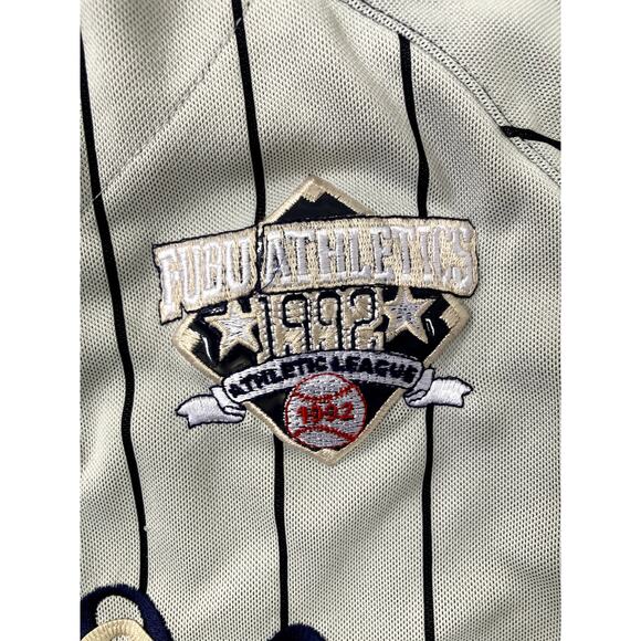 Vintage Y2K 90s FUBU Baseball Jersey Pinstripe Hip Hop Urban Rappers Baggy - Picture 2 of 7
